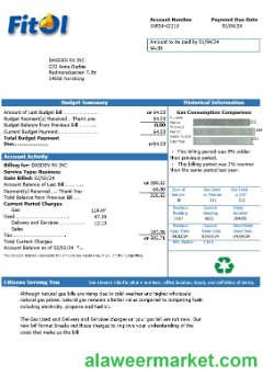 Sweden Fitol gas business utility bill template in Word and PDF formats